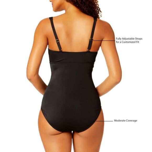 Anne Cole Women’s Square Neck One Piece Swimsuit XS Color Black - Picture 5 of 6